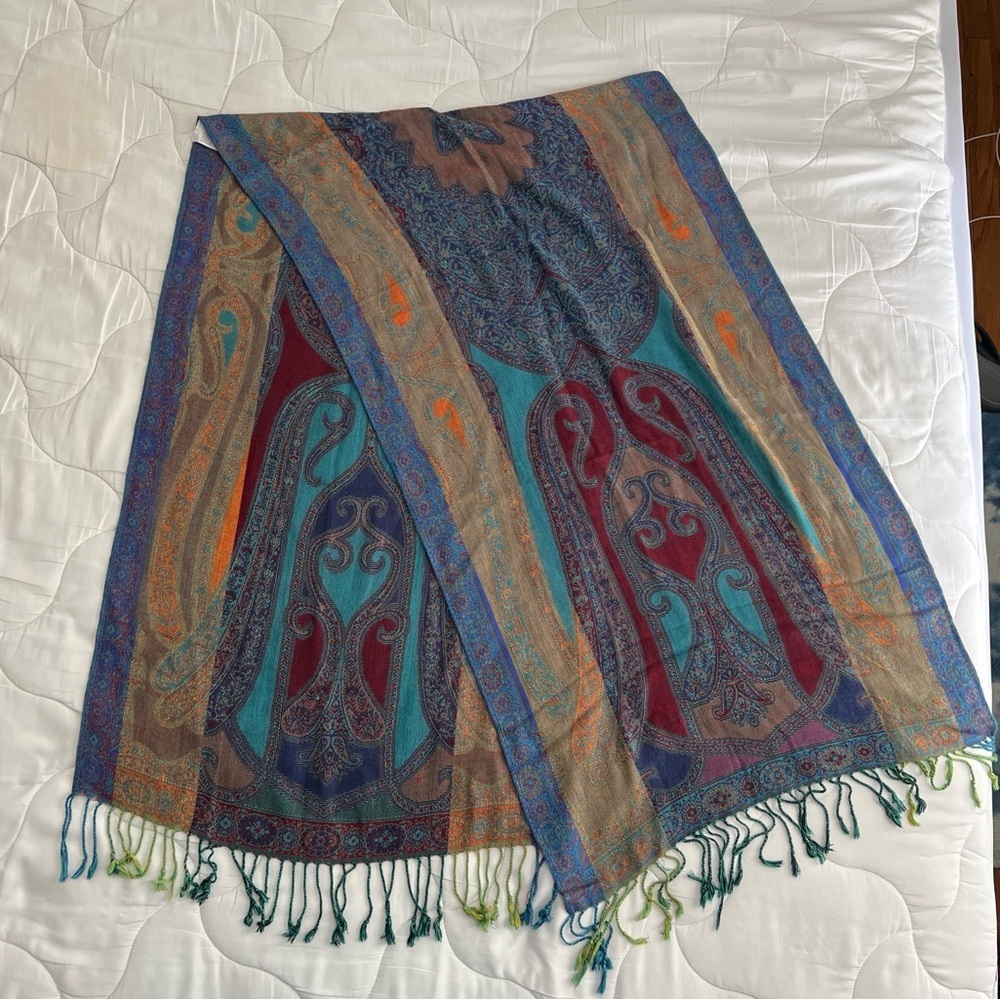 Assorted colors Tassle Boho Paisley Fringe Wrap Shawl Scarf 78” - Picture 7 of 11